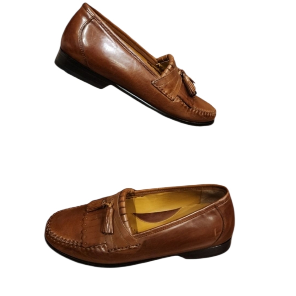 Johnston & Murphy Tan Leather Tassel Loafers Sz 8M EUC